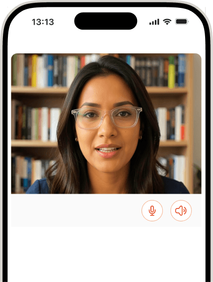 AI coaching mobile screen showing a reflection call session