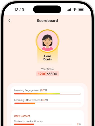 Mobile leaderboard screen for gamified progress