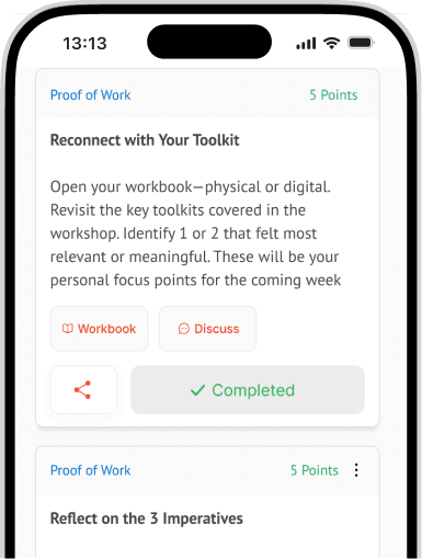 Mobile screen with smart action task completion workflow
